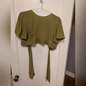 Zara Olive Green Women's Crop Top